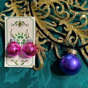🎄New Christmas Bulb Earrings & Necklace Set